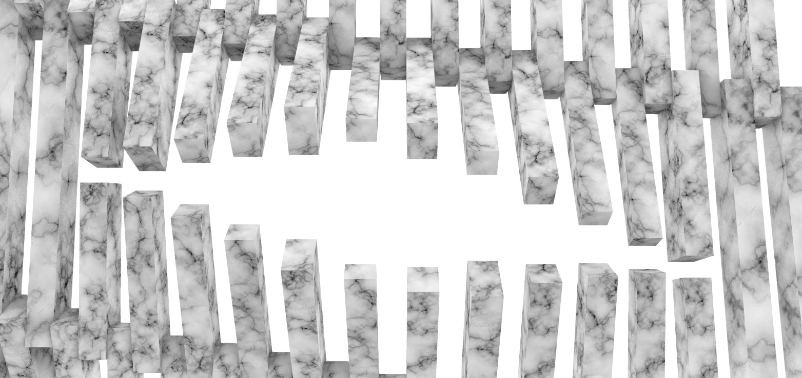 Interlocking marble blocks arranged into a wall concept